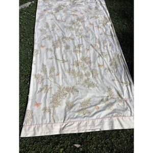 Vintage 1970s Hanae Mori Martex Cream Beige Butterfly King Bed Flat Sheet EUC